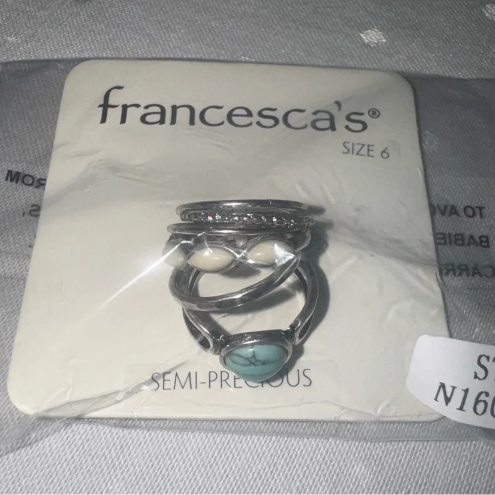 NWT Francesca’s Andrea Amazonite Ring Set Size 6
